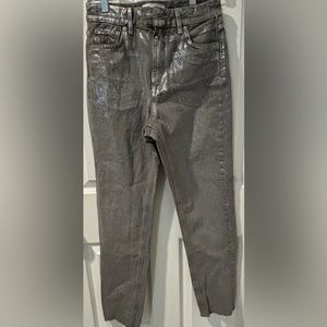 Metallic silver jeans. Five pockets relaxed fit. Like new.